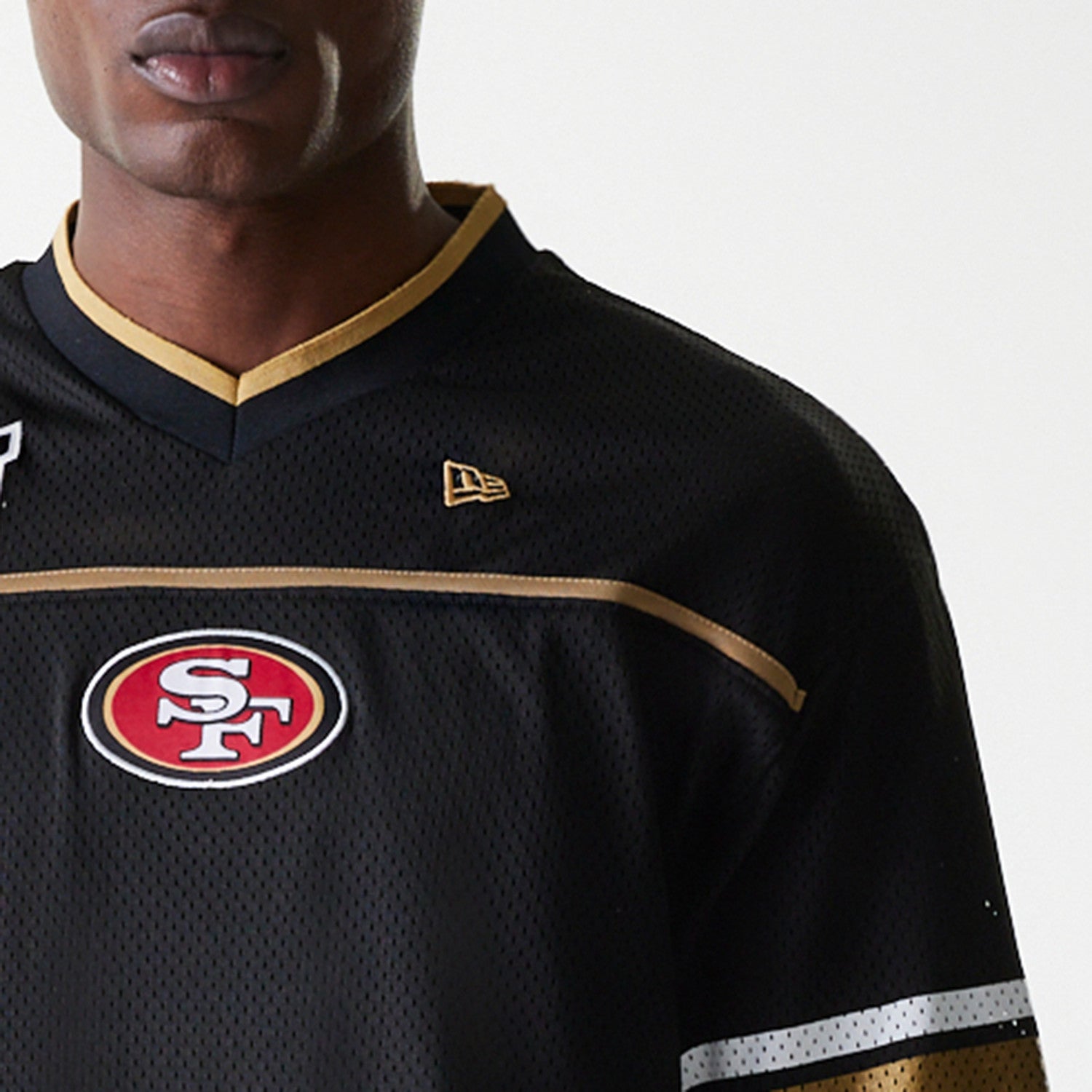 San Francisco 49ers New Era Stitched Panel Mesh NFL Jersey Black