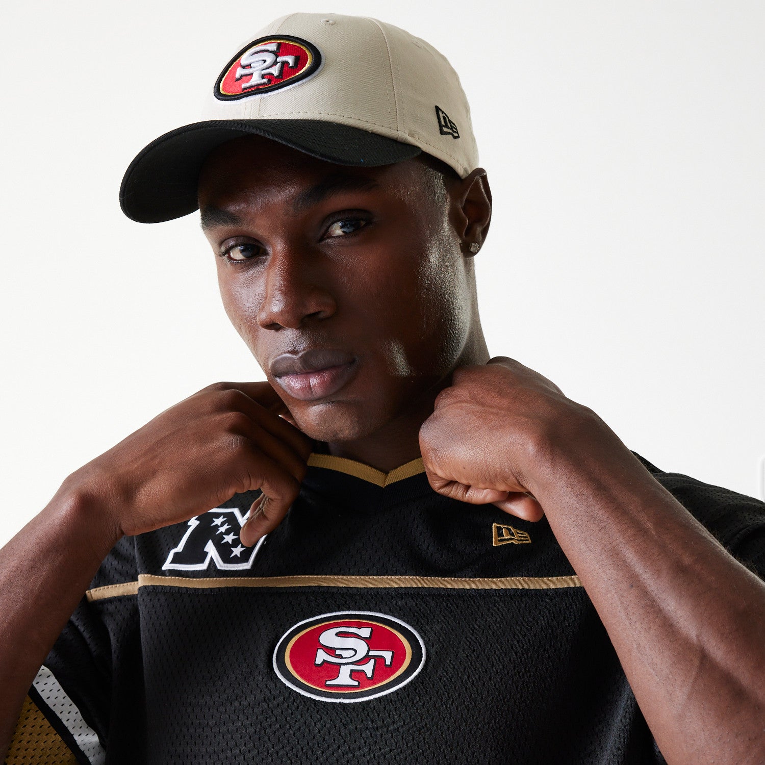 San Francisco 49ers New Era Stitched Panel Mesh NFL Jersey Black