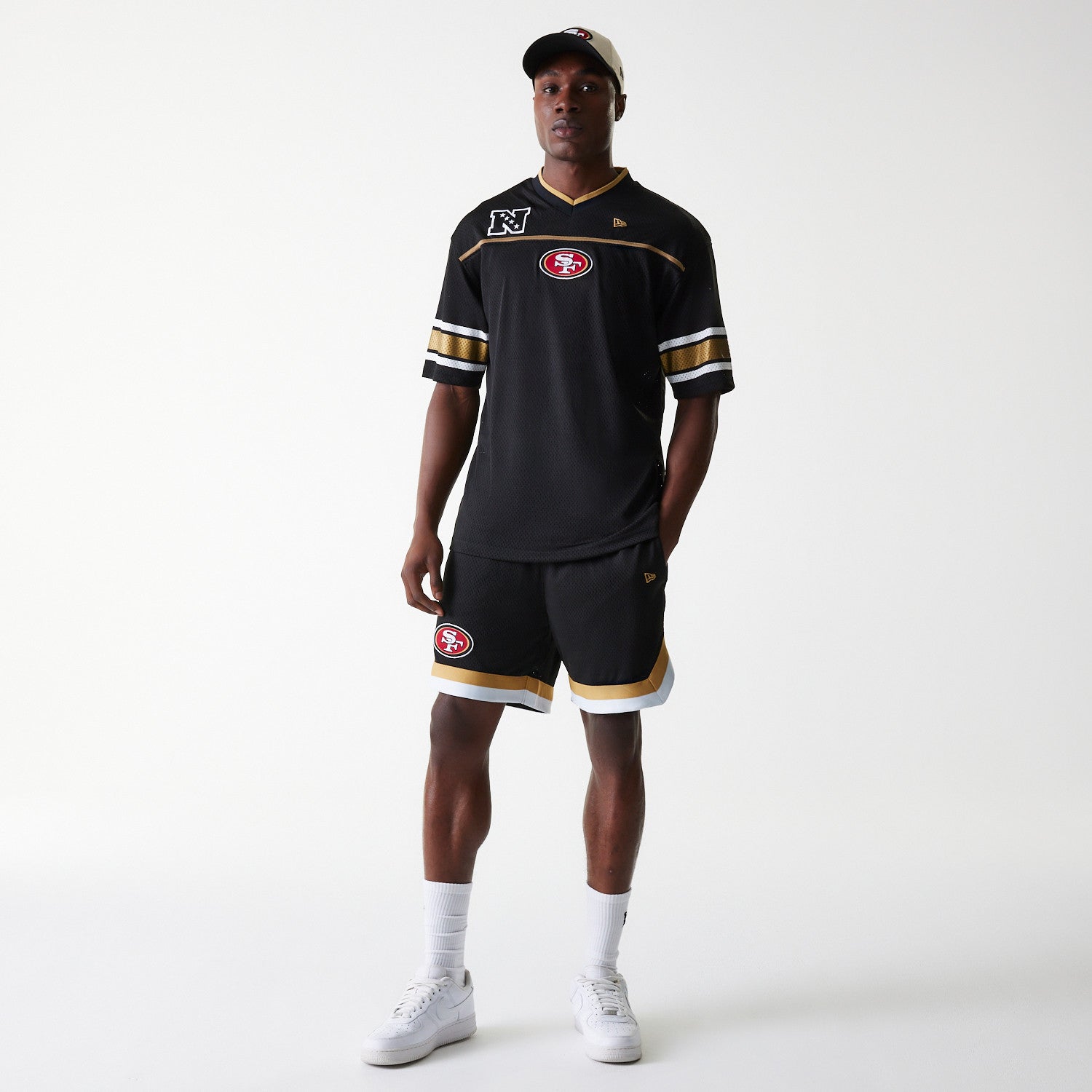 San Francisco 49ers New Era Stitched Panel Mesh NFL Jersey Black