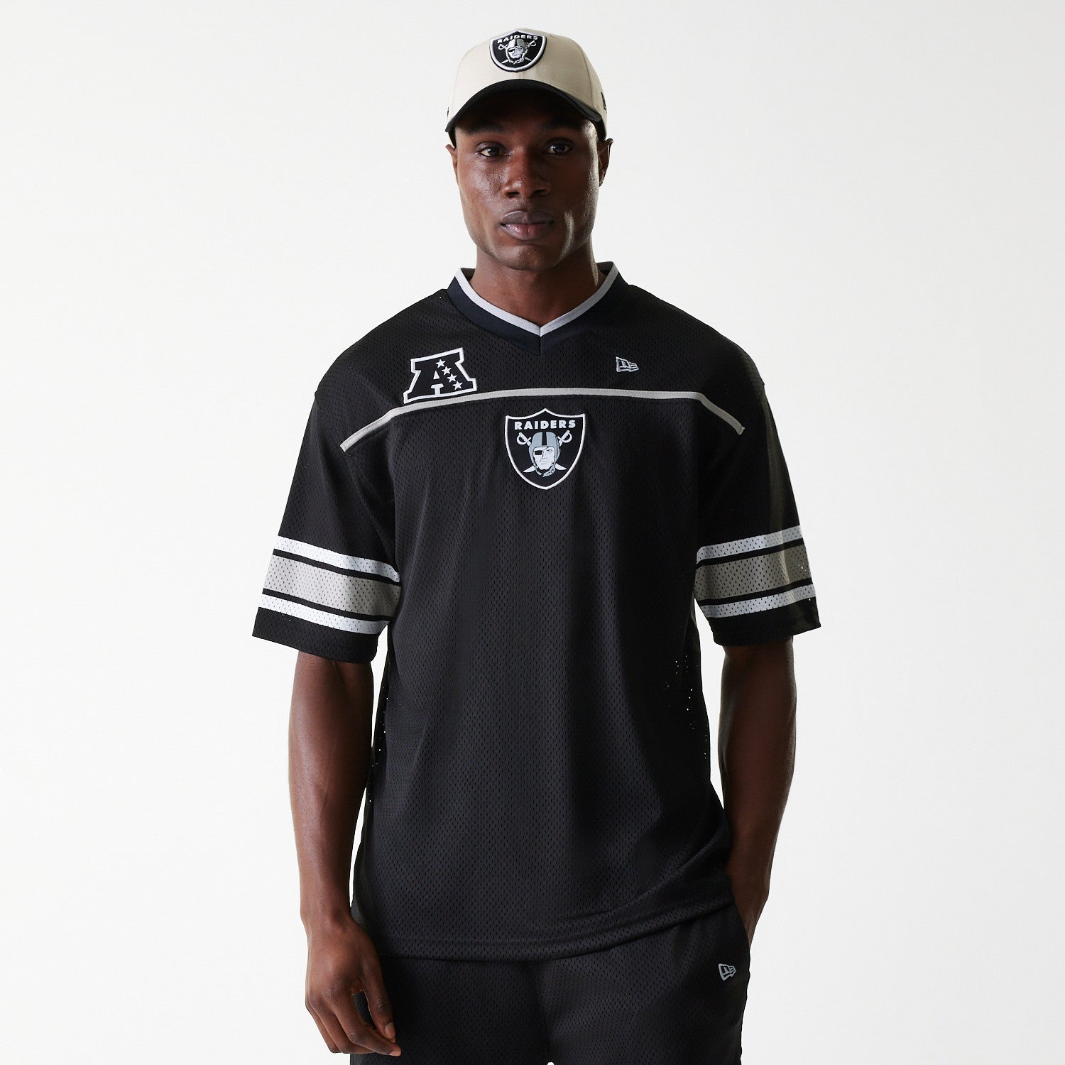 Las Vegas Raiders New Era Stitched Panel Mesh NFL Trikot Schwarz