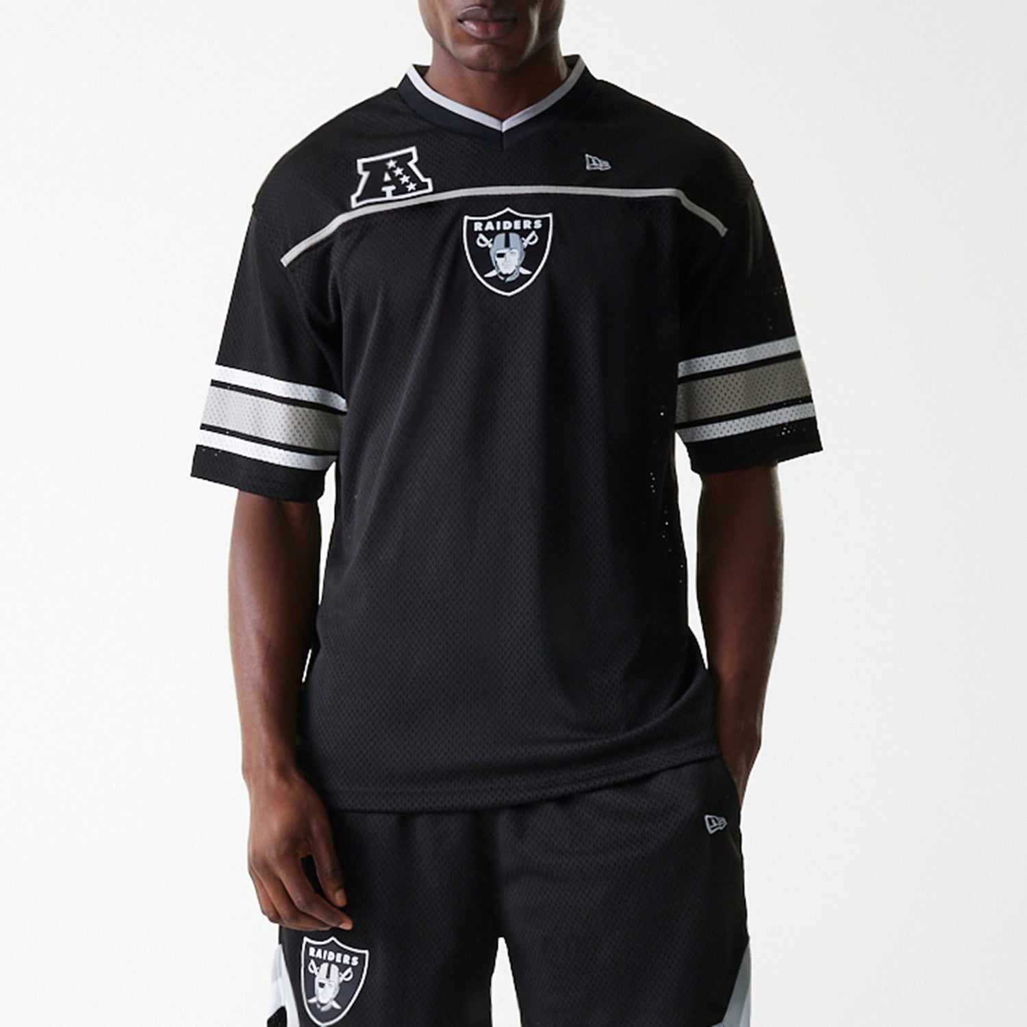 Las Vegas Raiders New Era Stitched Panel Mesh NFL Trikot Schwarz