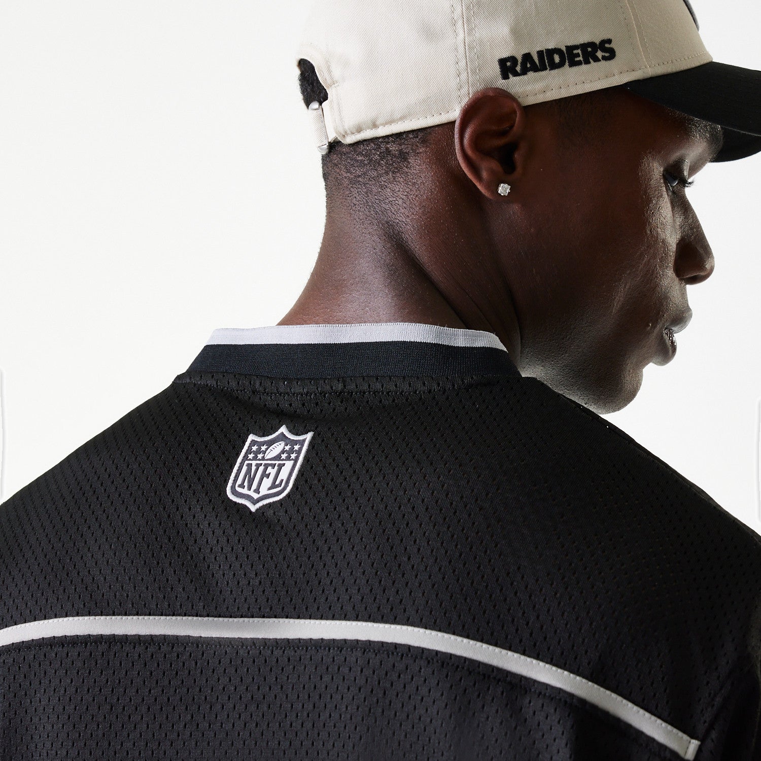 Las Vegas Raiders New Era Stitched Panel Mesh NFL Trikot Schwarz