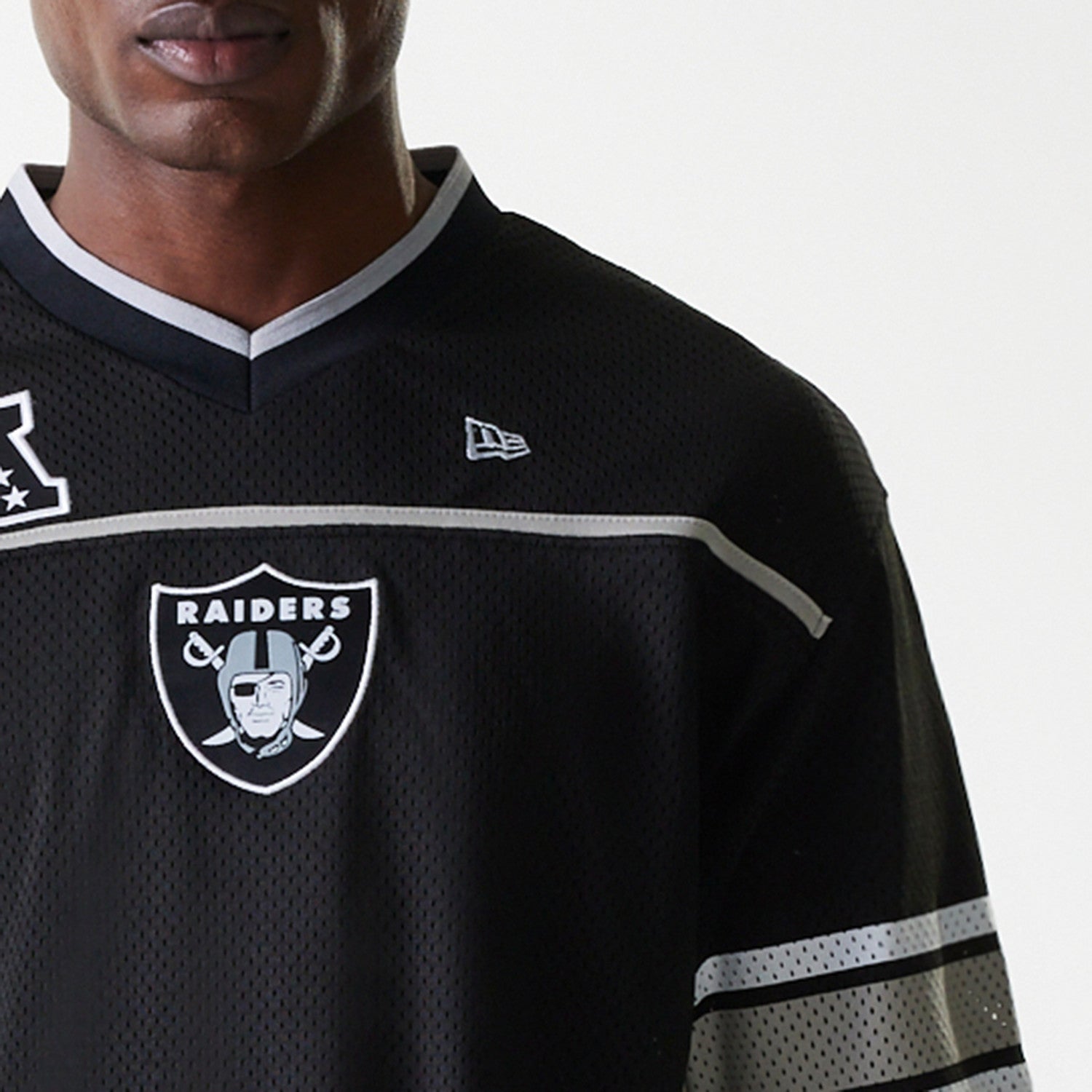 Las Vegas Raiders New Era Stitched Panel Mesh NFL Trikot Schwarz