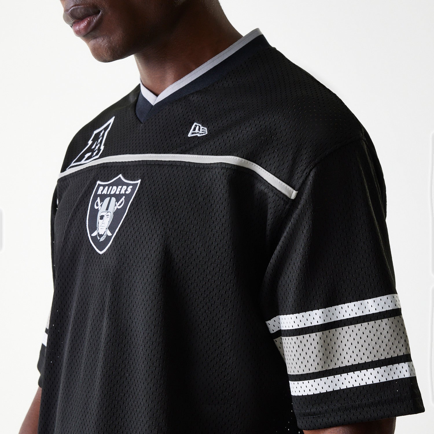 Las Vegas Raiders New Era Stitched Panel Mesh NFL Trikot Schwarz