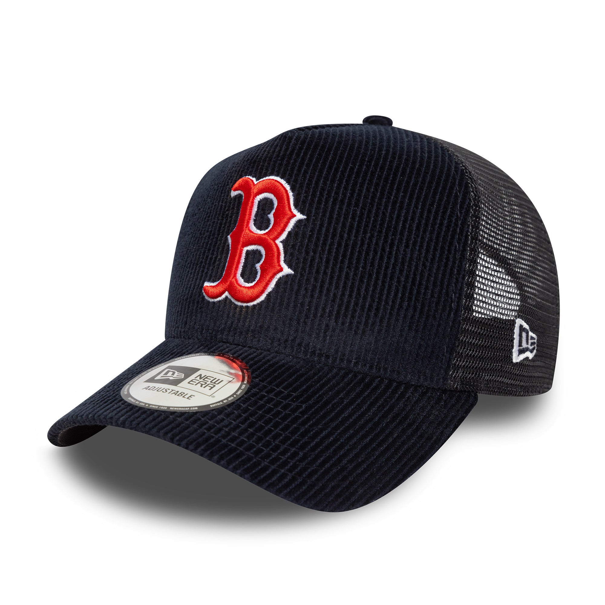 Boston Red Sox Cord Trucker New Era 9FORTY A-Frame Cap Navy - STADIUMDREAMS