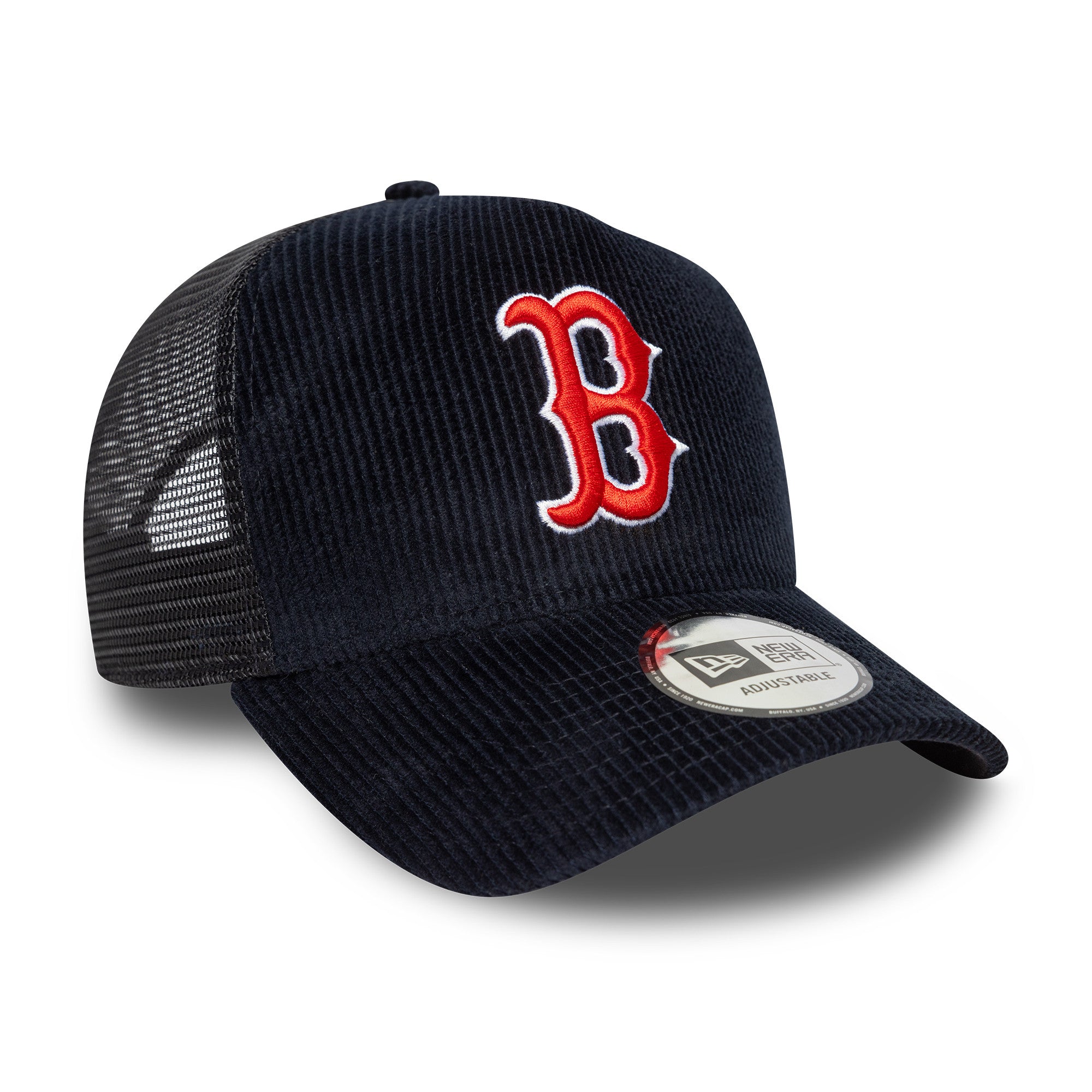 Boston Red Sox Cord Trucker New Era 9FORTY A-Frame Cap Navy - STADIUMDREAMS