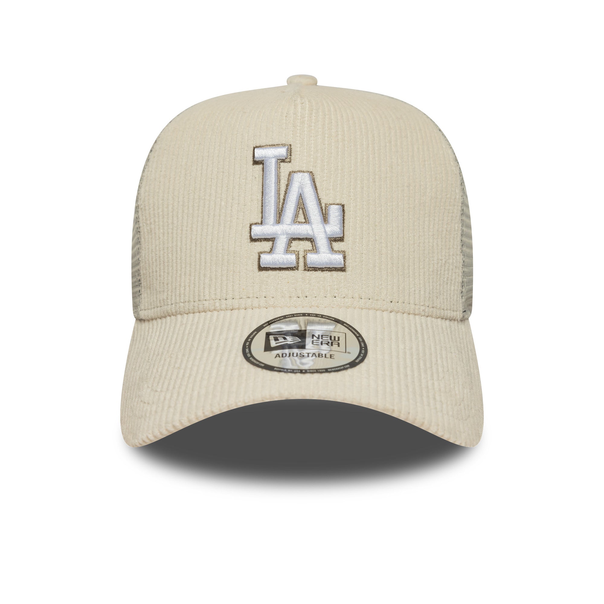 Los Angeles Dodgers Cord Trucker New Era 9FORTY A-Frame Cap Beige - STADIUMDREAMS