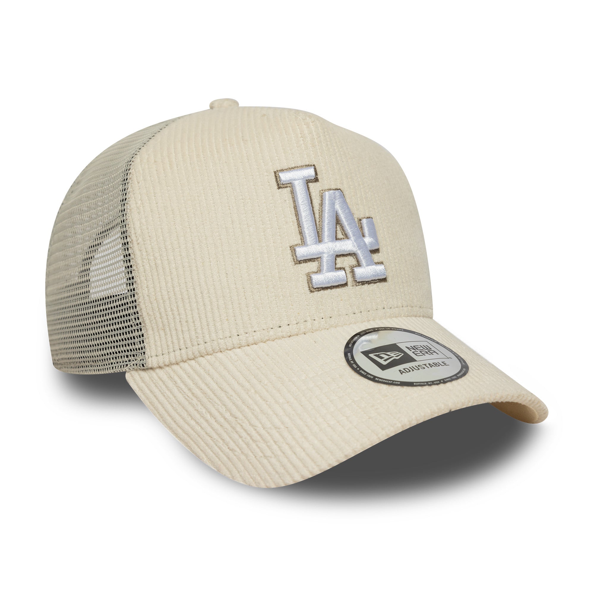 Los Angeles Dodgers Cord Trucker New Era 9FORTY A-Frame Cap Beige - STADIUMDREAMS