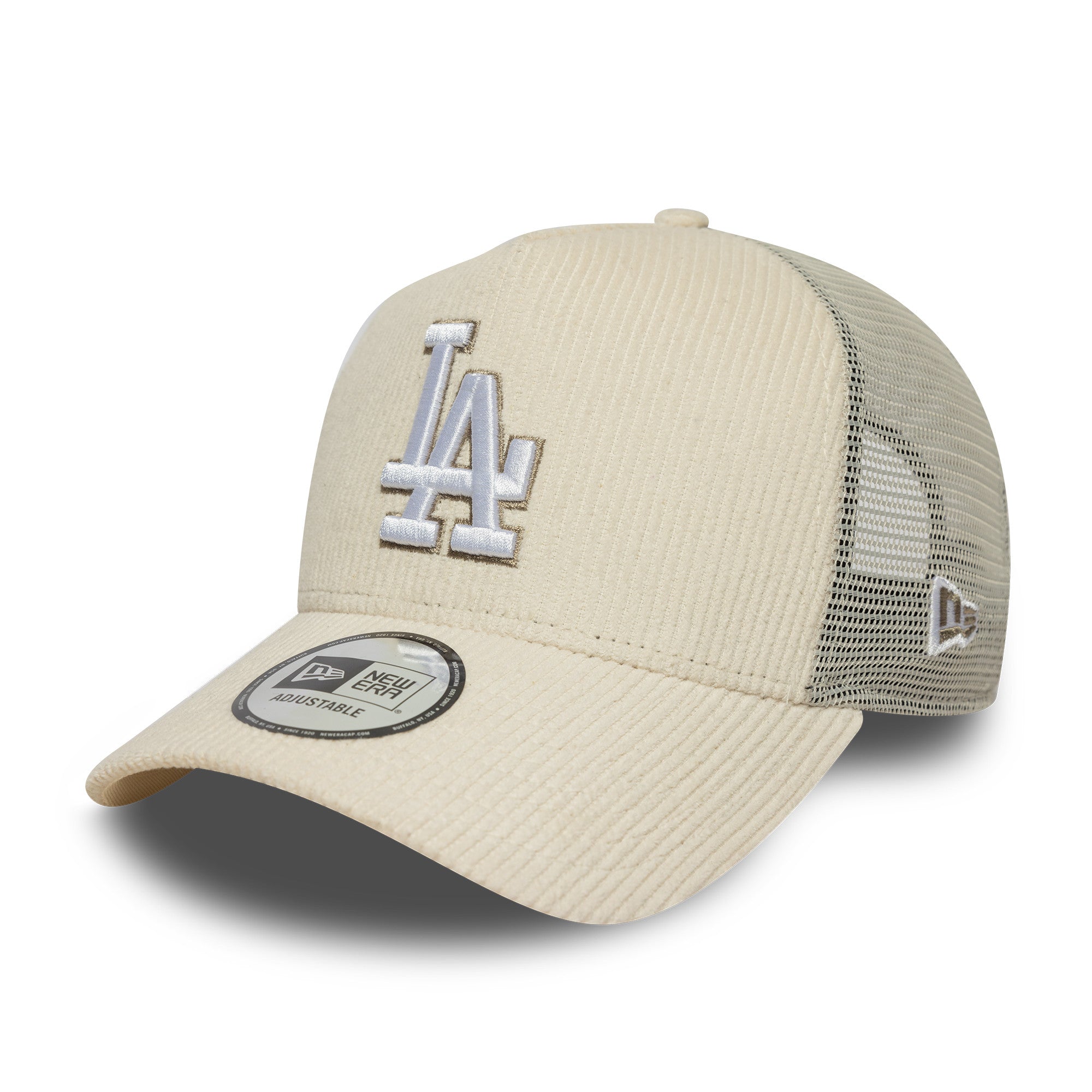 Los Angeles Dodgers Cord Trucker New Era 9FORTY A-Frame Cap Beige - STADIUMDREAMS