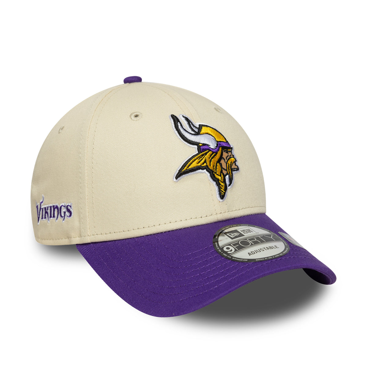 Minnesota Vikings Side Wordmark New Era 9FORTY NFL Cap Beige - STADIUMDREAMS