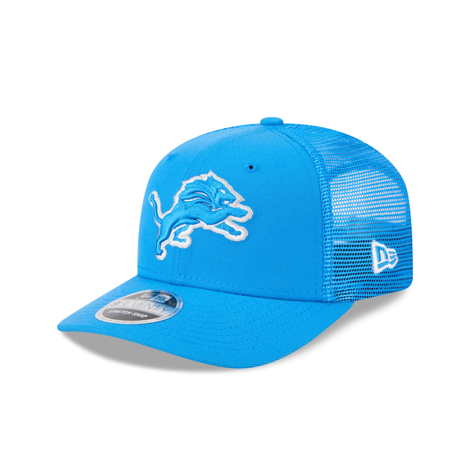 Detroit Lions New Era 2025 NFL Team Collection 9SEVENTY Stretch Snap Trucker Cap Blau