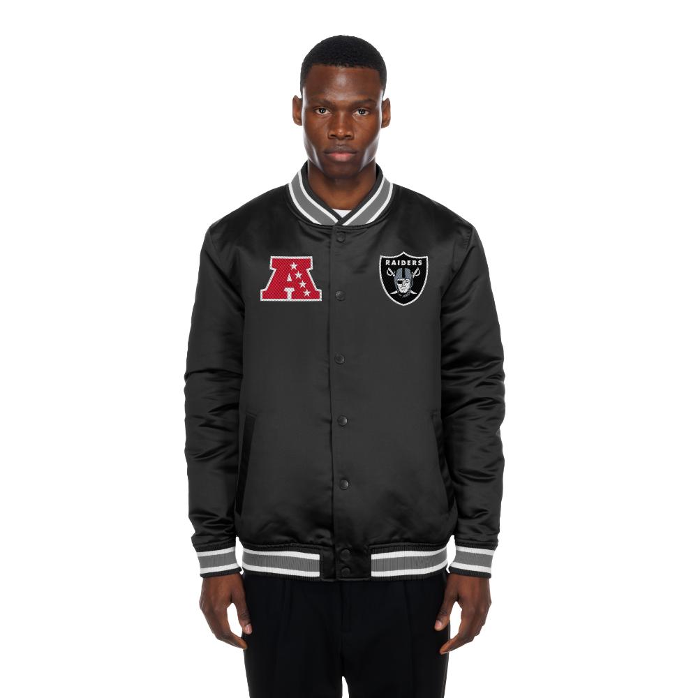 Las Vegas Raiders New Era USA EDITION Stitched Satin NFL Jacke Schwarz