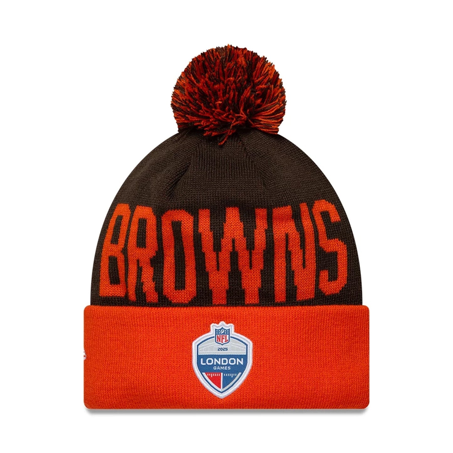 Cleveland Browns New Era NFL London Games 2025 Cuff Knit Beanie Braun - STADIUMDREAMS