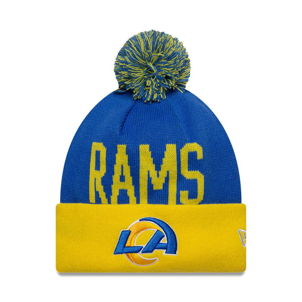 Los Angeles Rams New Era NFL London Games 2025 Cuff Knit Beanie Blau - STADIUMDREAMS