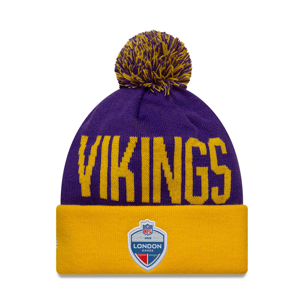 Minnesota Vikings New Era NFL London Games 2025 Cuff Knit Beanie Lila - STADIUMDREAMS