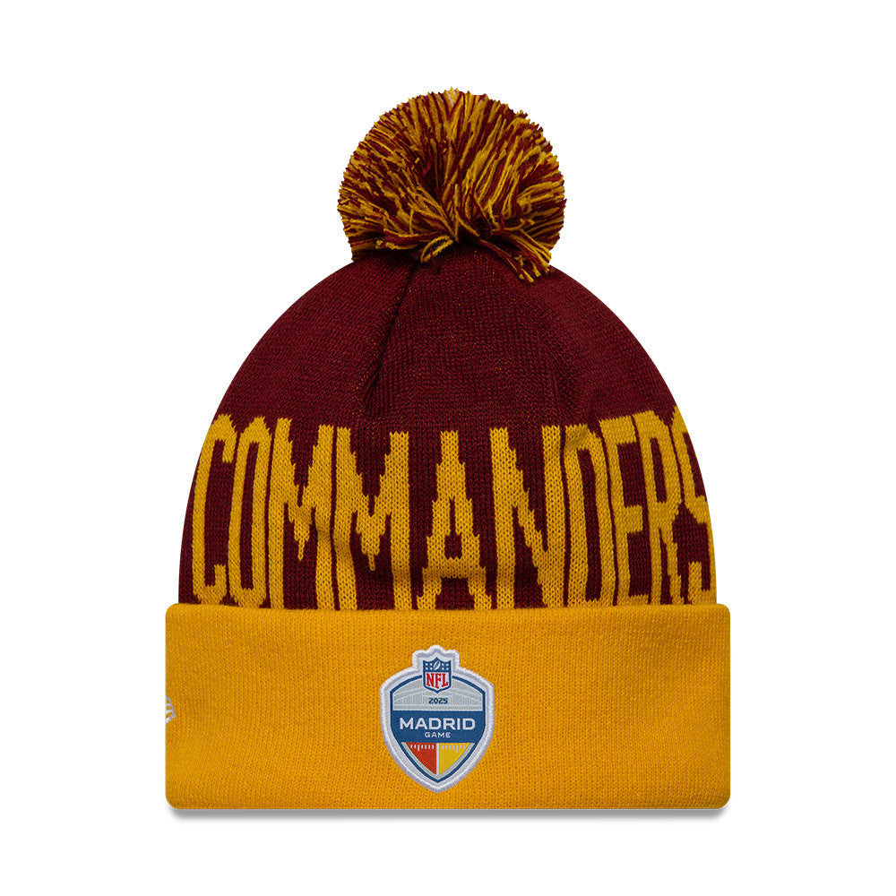 Washington Commanders New Era NFL Madrid Game 2025 Cuff Knit Beanie Rot - STADIUMDREAMS