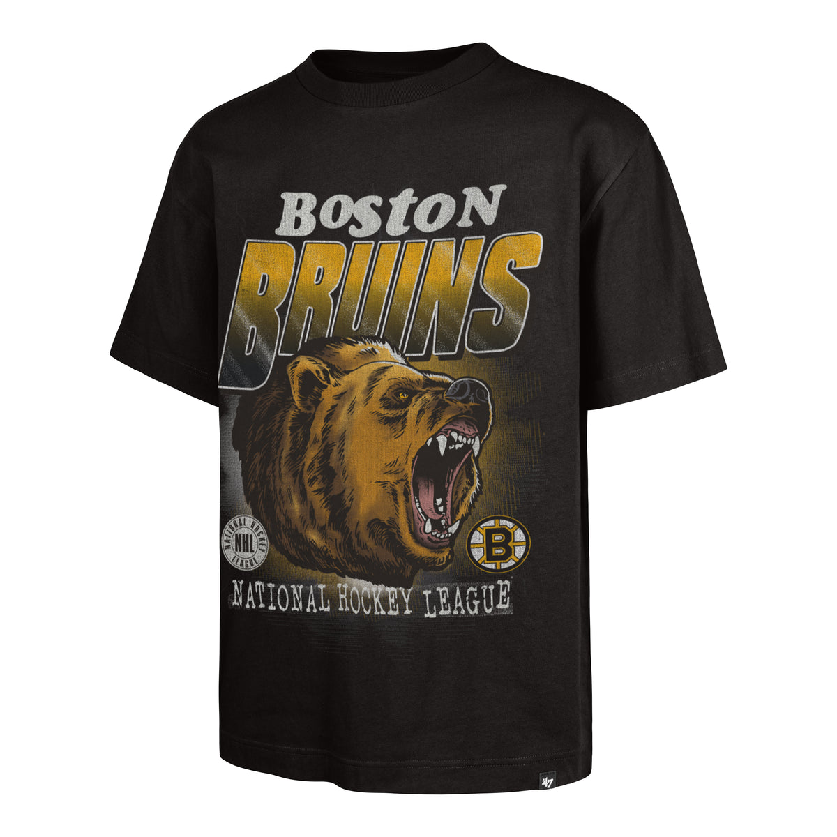 Boston Bruins '47 Retro Oversized Sigma Foundation NHL T-Shirt Schwarz - STADIUMDREAMS