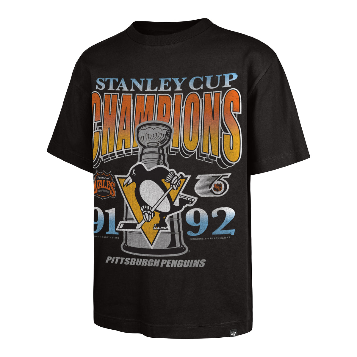 Pittsburgh Penguins '47 Retro Oversized Sigma Foundation NHL T-Shirt Schwarz - STADIUMDREAMS