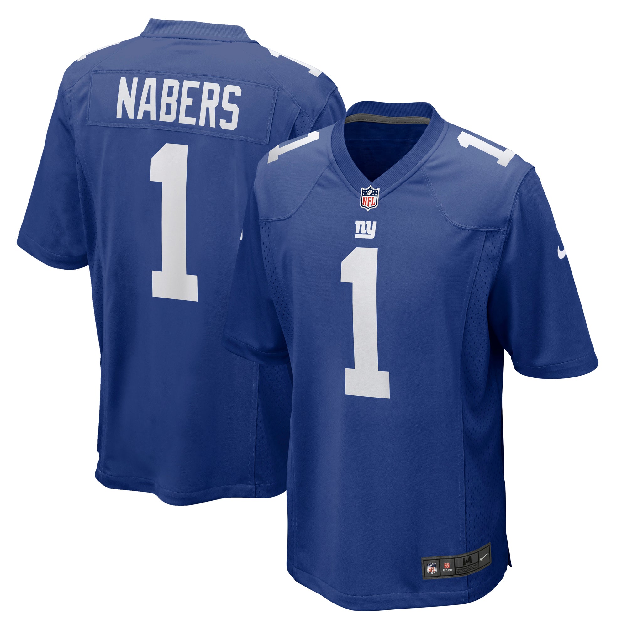 Malik Nabers #1 New York Giants Nike Game NFL Football Trikot Blau