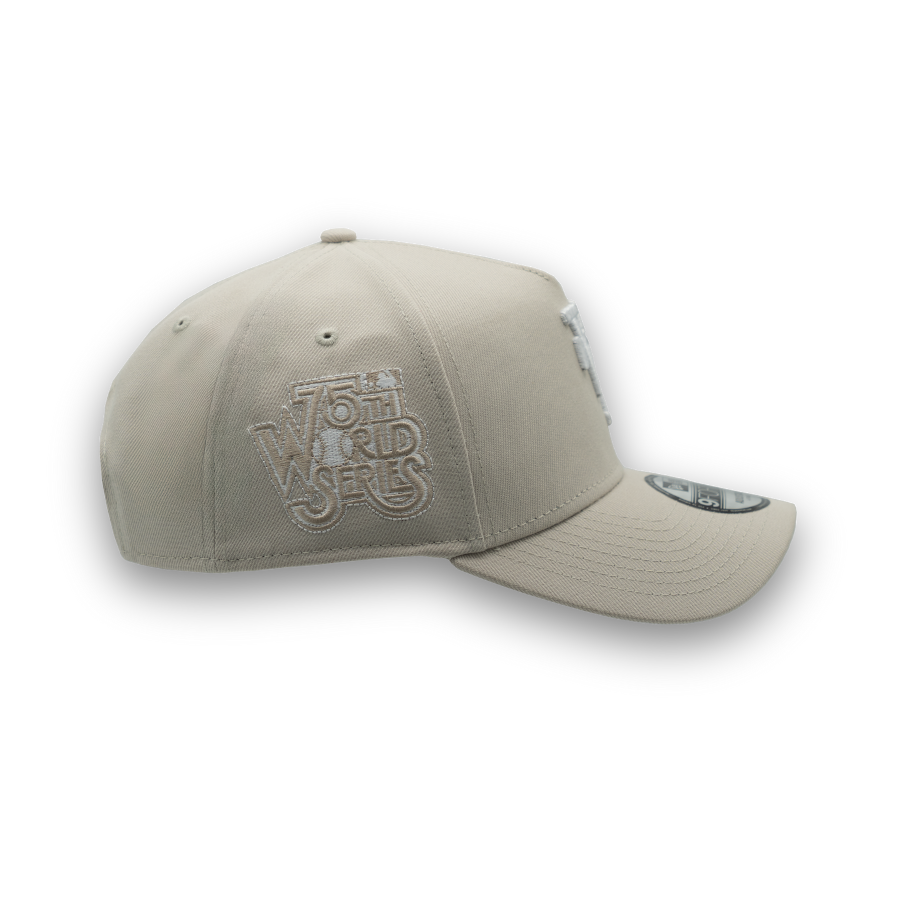 Los Angeles Dodgers Upside Down New Era 9FORTY A-Frame MLB Cap Beige StadiumDreams Exclusive - STADIUMDREAMS