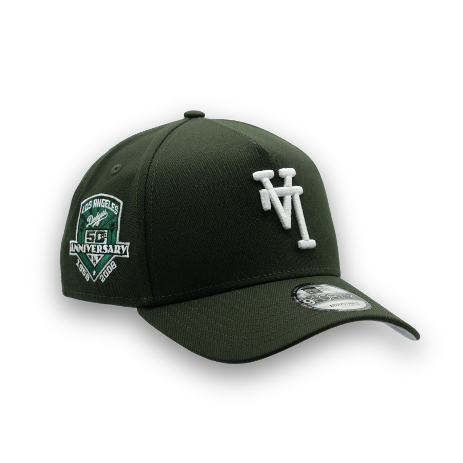 Los Angeles Dodgers Upside Down New Era 9FORTY A-Frame MLB Cap Grün StadiumDreams Exclusive - STADIUMDREAMS