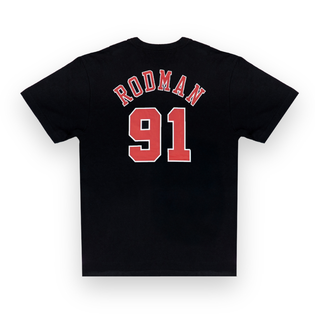 Dennis Rodman #91 Chicago Bulls Mitchell & Ness NBA Name & Number T-Shirt Black