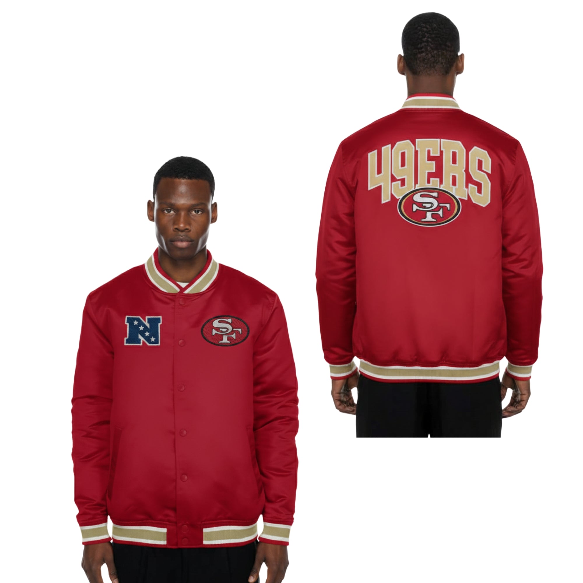 San Francisco 49ers New Era USA EDITION Stitched Satin NFL Jacke Rot