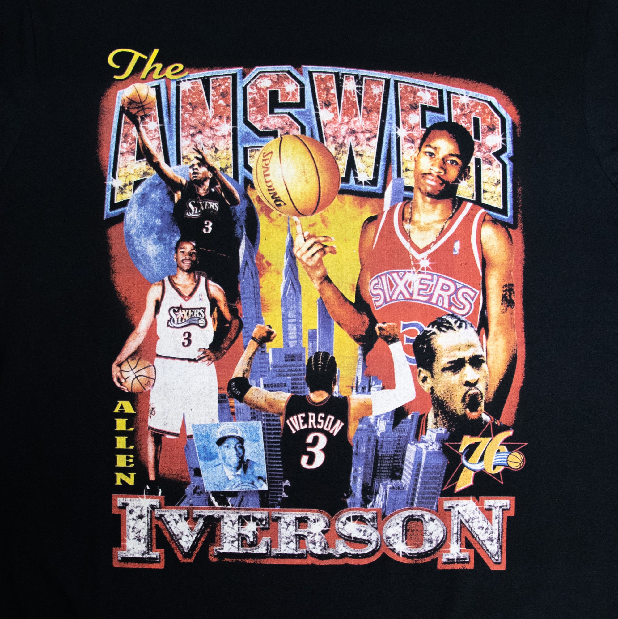 Allen Iverson Philadelphia 76ers Mitchell & Ness Vintage 80's Hype NBA T-Shirt Schwarz - STADIUMDREAMS