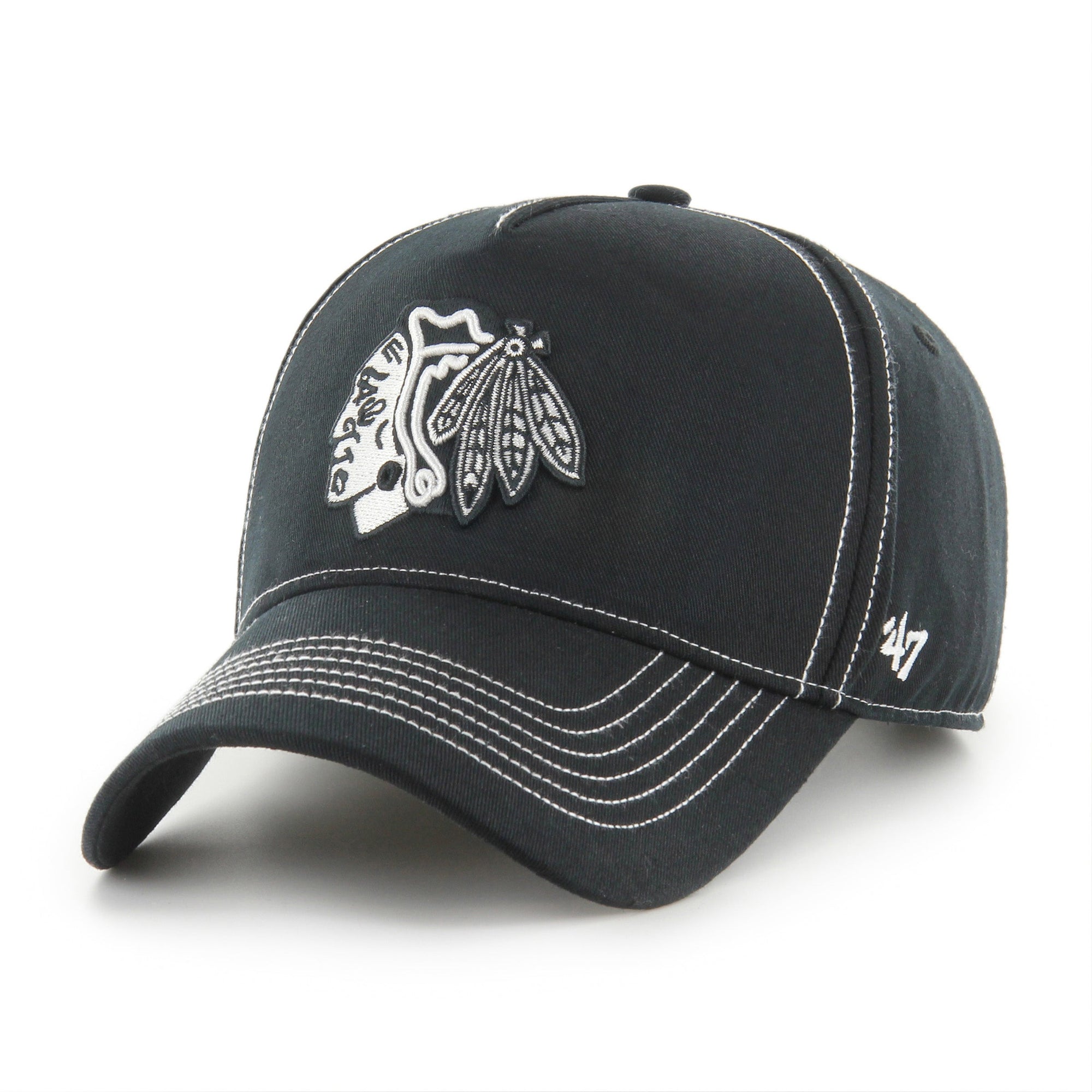 Chicago Blackhawks Contrast Stitch '47 MVP NHL Cap Schwarz - STADIUMDREAMS