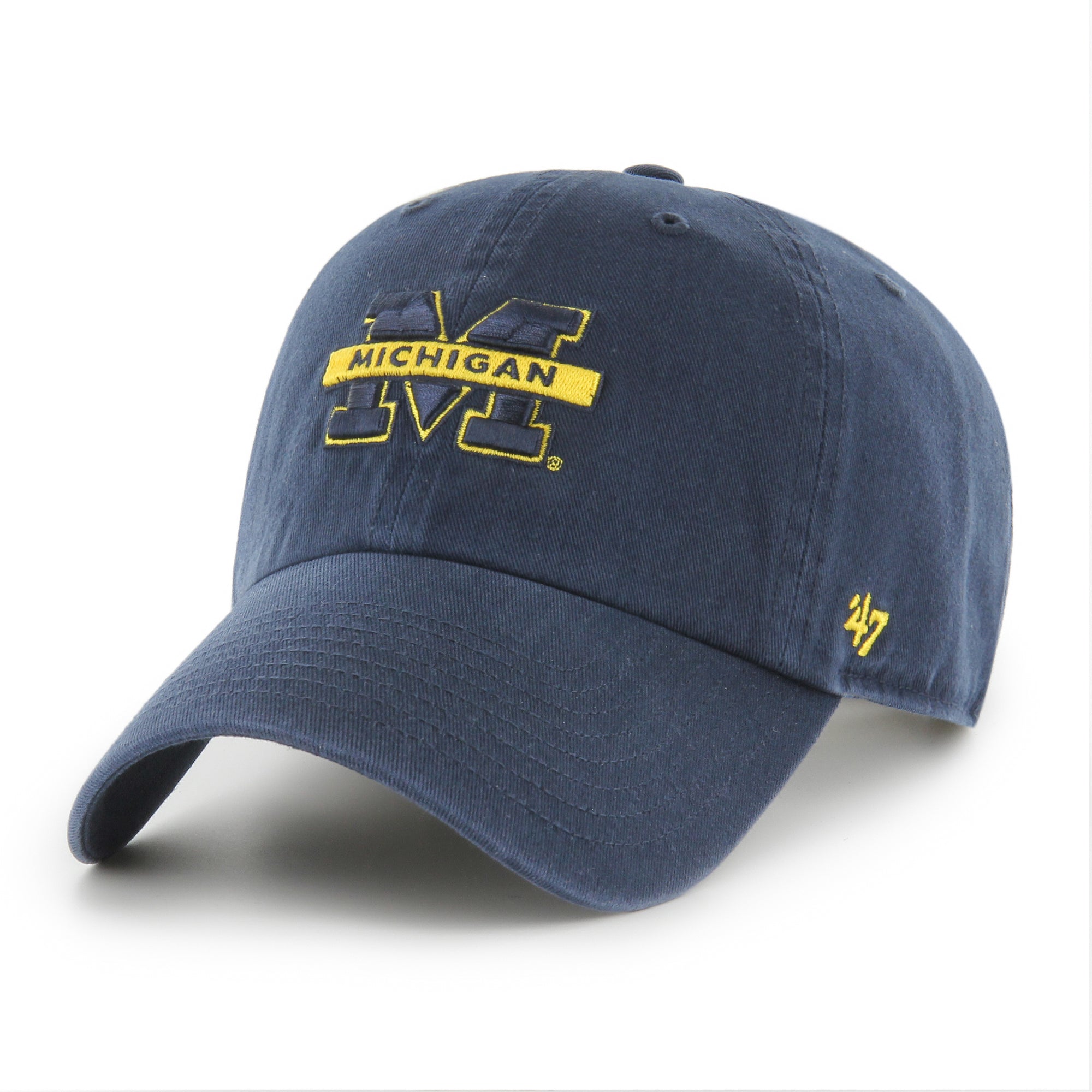 Michigan Wolverines ’47 CLEAN UP NCAA College Cap Navy - STADIUMDREAMS