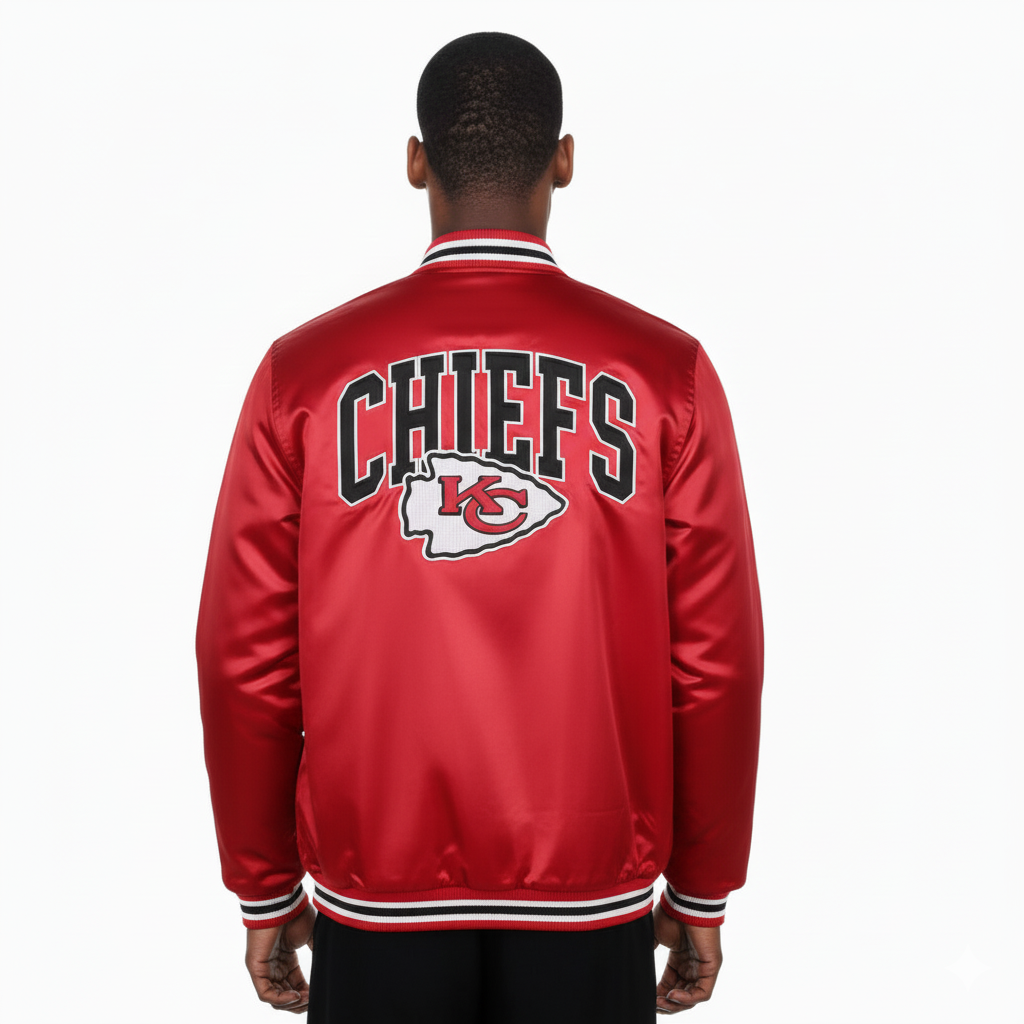 Kansas City Chiefs New Era USA EDITION Stitched Satin NFL Jacke Rot - STADIUMDREAMS