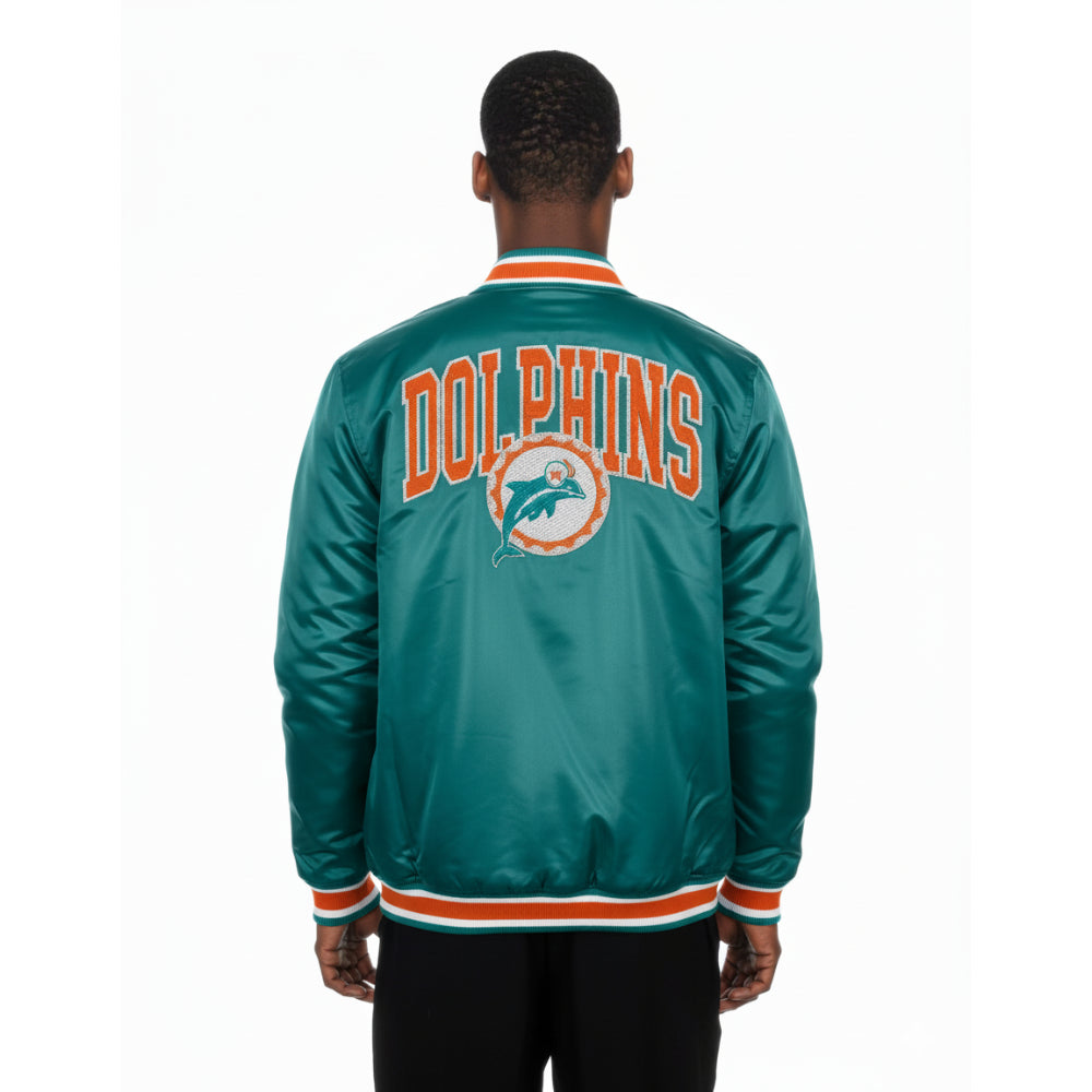 Miami Dolphins New Era USA EDITION Stitched Satin NFL Jacke Türkis