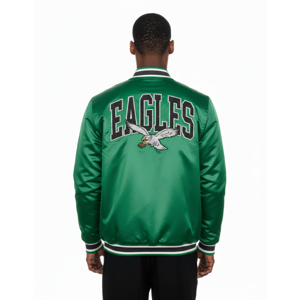 Philadelphia Eagles New Era USA EDITION Stitched Satin NFL Jacke Grün - STADIUMDREAMS