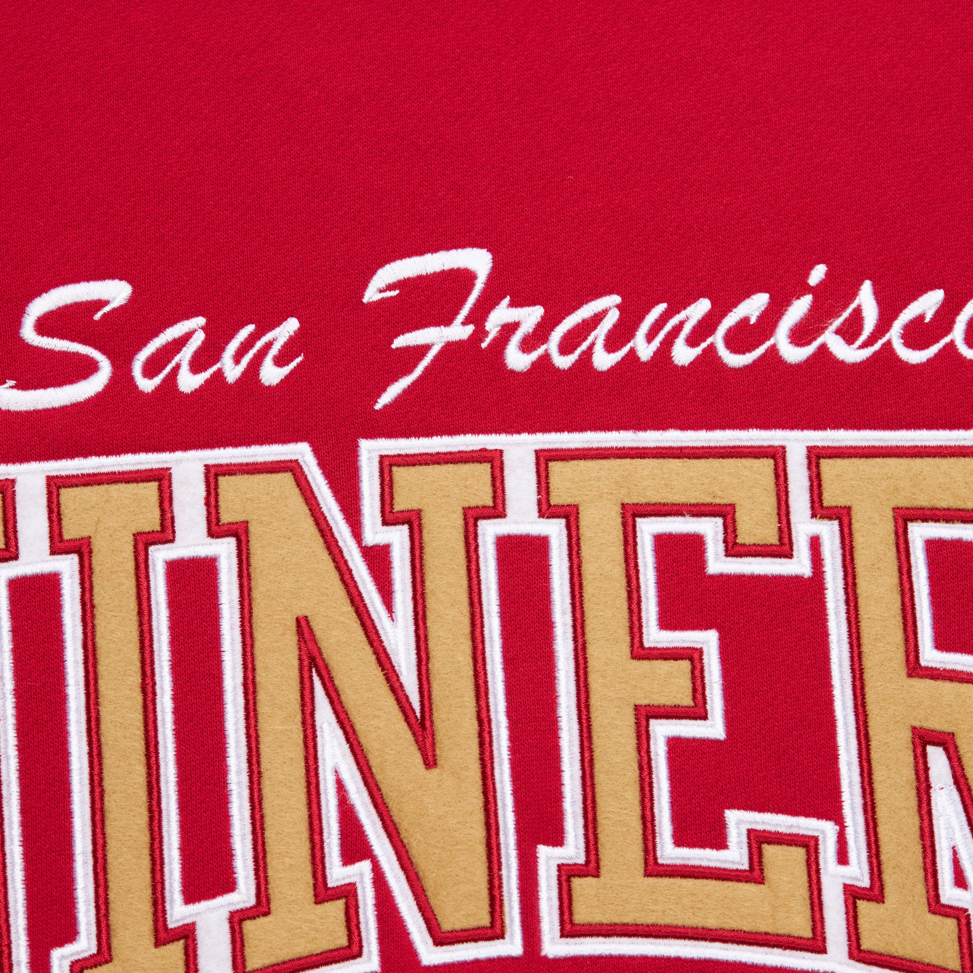 San Francisco 49ers Mitchell & Ness Backprint 2.0 NFL Pullover Sweatshirt Rot - STADIUMDREAMS