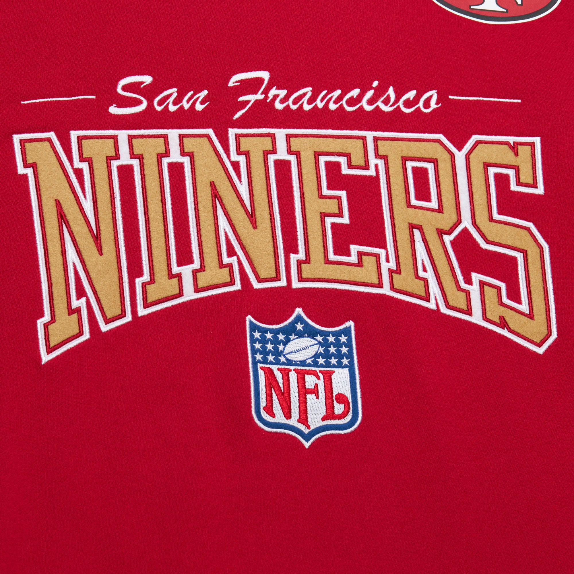 San Francisco 49ers Mitchell & Ness Backprint 2.0 NFL Pullover Sweatshirt Rot - STADIUMDREAMS