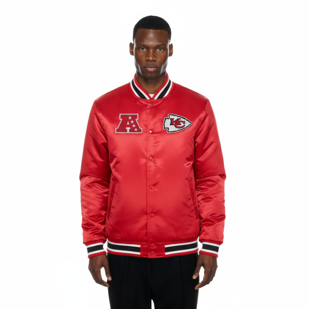 Kansas City Chiefs New Era USA EDITION Stitched Satin NFL Jacke Rot - STADIUMDREAMS