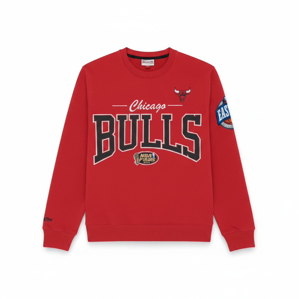 Chicago Bulls Mitchell & Ness There and Back Fleece NBA Crewneck Sweatshirt Rot - STADIUMDREAMS
