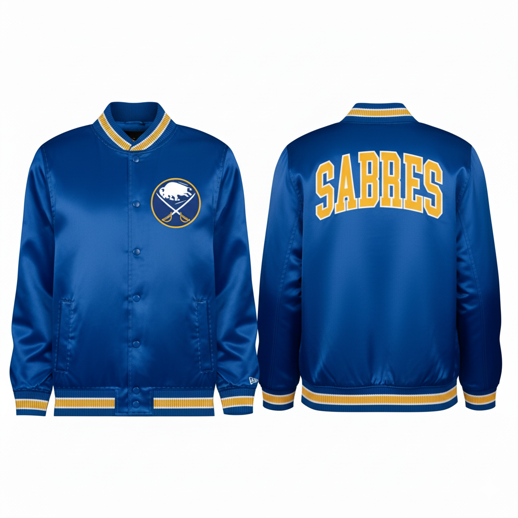 Buffalo Sabres New Era USA EDITION Stitched Satin NHL Jacke Blau - STADIUMDREAMS