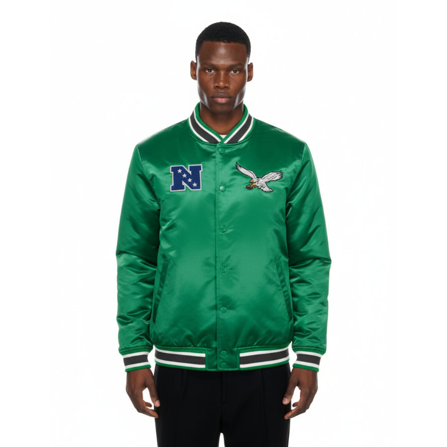 Philadelphia Eagles New Era USA EDITION Stitched Satin NFL Jacke Grün - STADIUMDREAMS