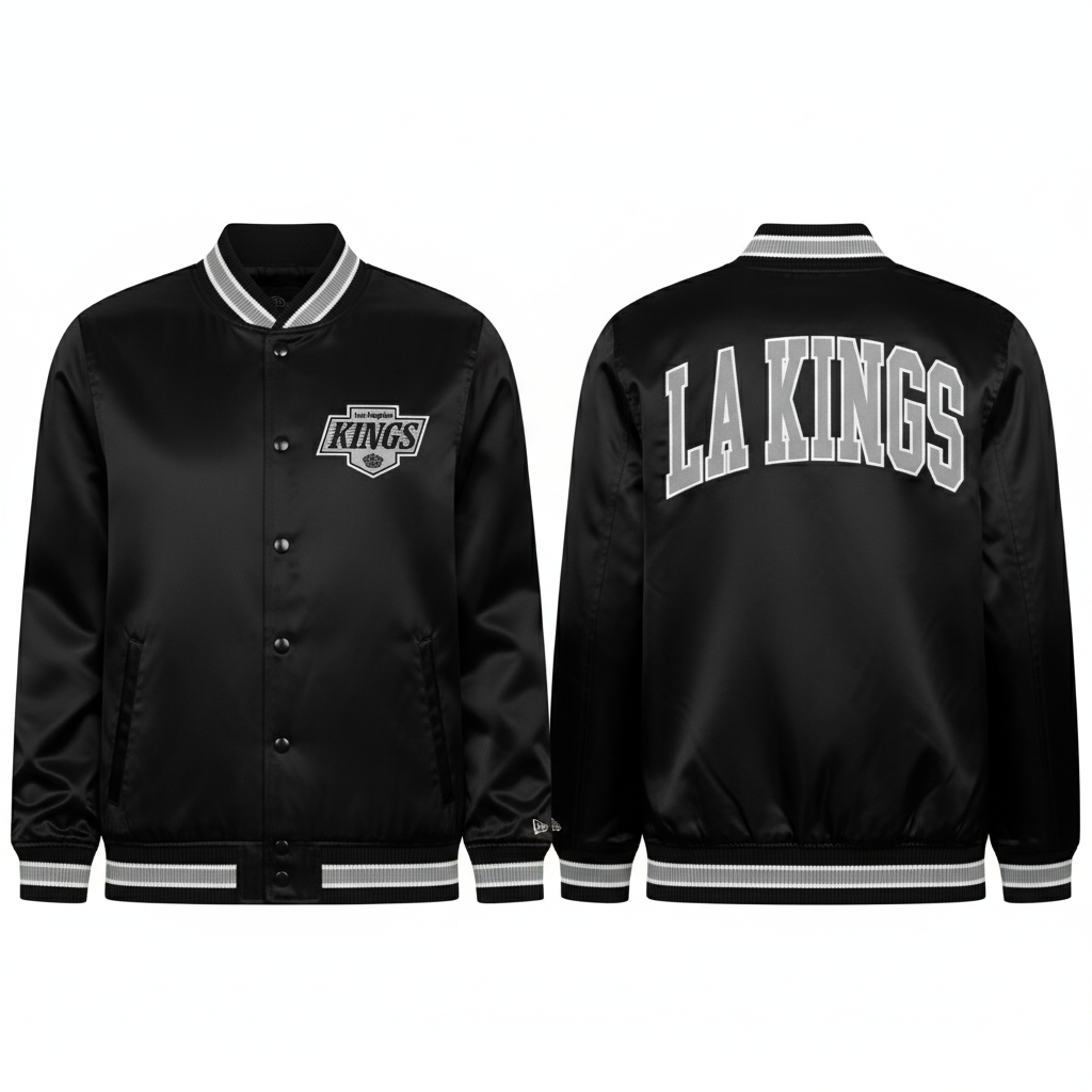 Los Angeles Kings New Era USA EDITION Stitched Satin NHL Jacke Schwarz