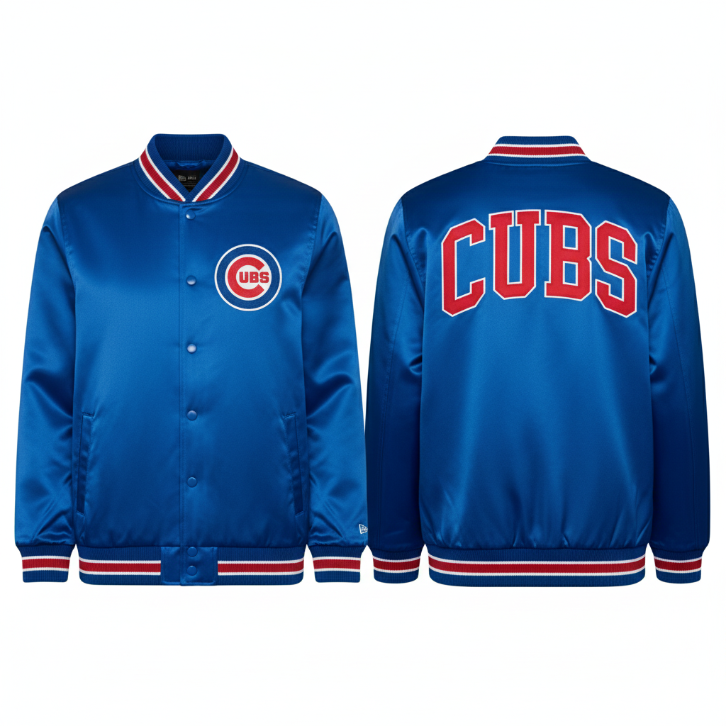 Chicago Cubs New Era USA EDITION Stitched Satin MLB Jacke Blau - STADIUMDREAMS