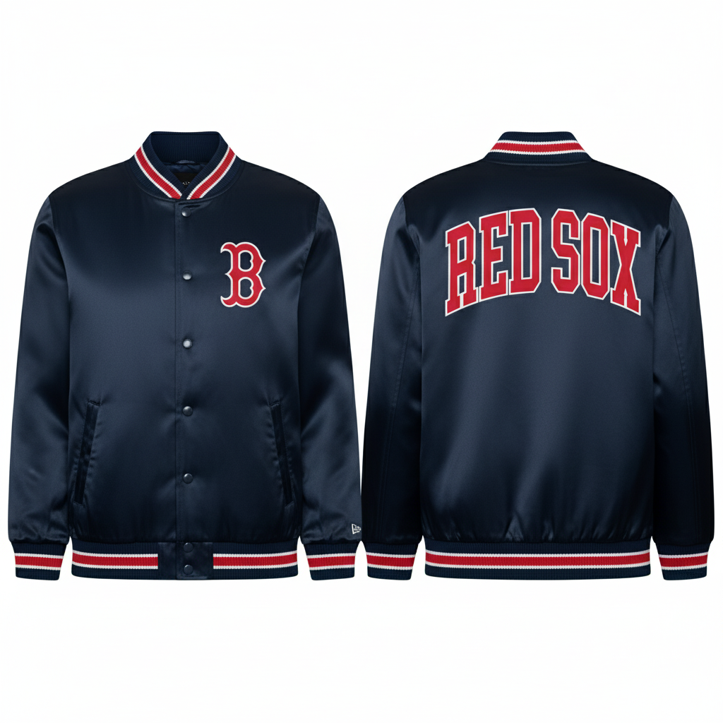 Boston Red Sox New Era USA EDITION Stitched Satin MLB Jacke Navy