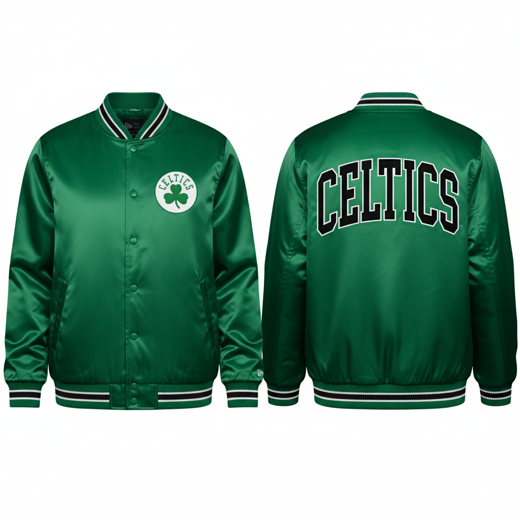 Boston Celtics New Era USA EDITION Stitched Satin NBA Jacke Grün - STADIUMDREAMS