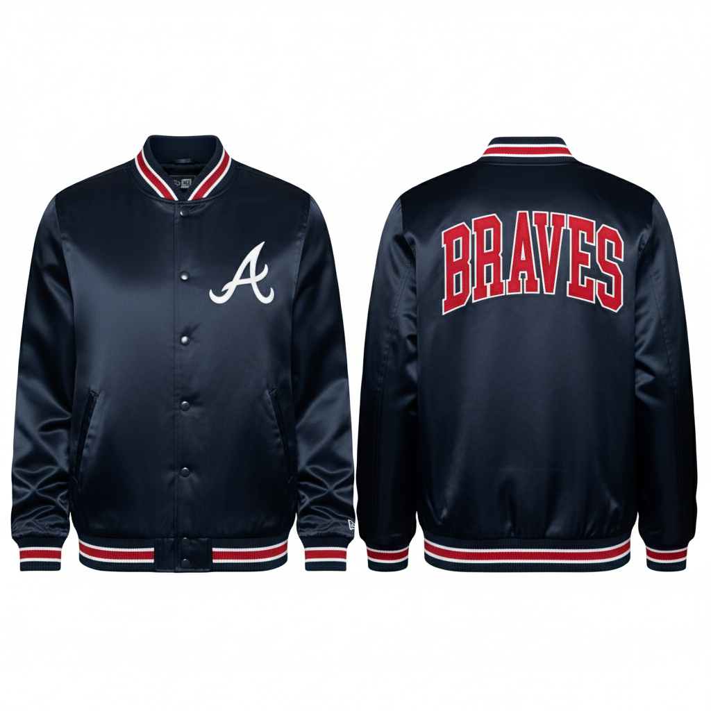 Atlanta Braves New Era USA EDITION Stitched Satin MLB Jacke Navy
