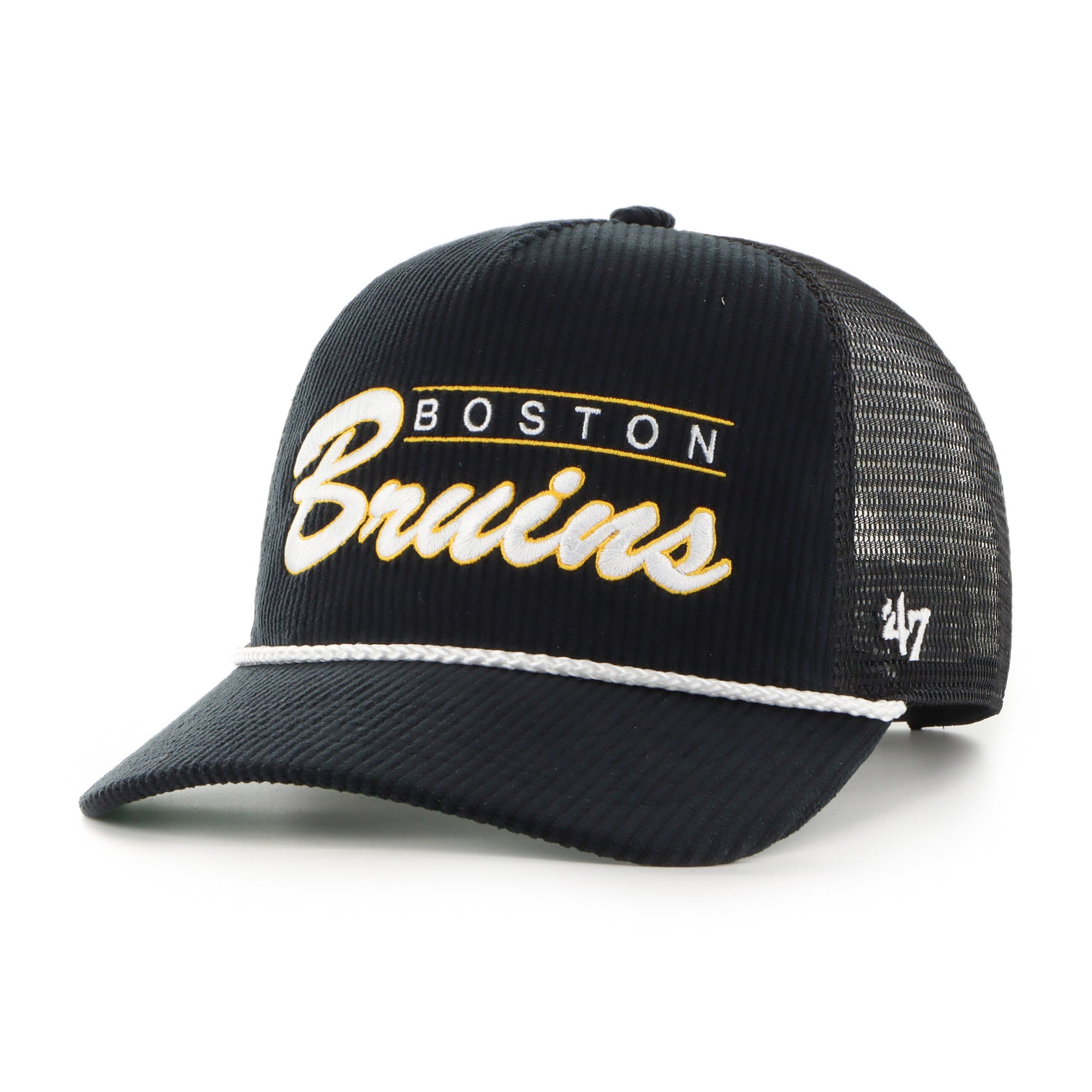 Boston Bruins Cord Trucker ’47 HITCH NHL Cap Schwarz - STADIUMDREAMS