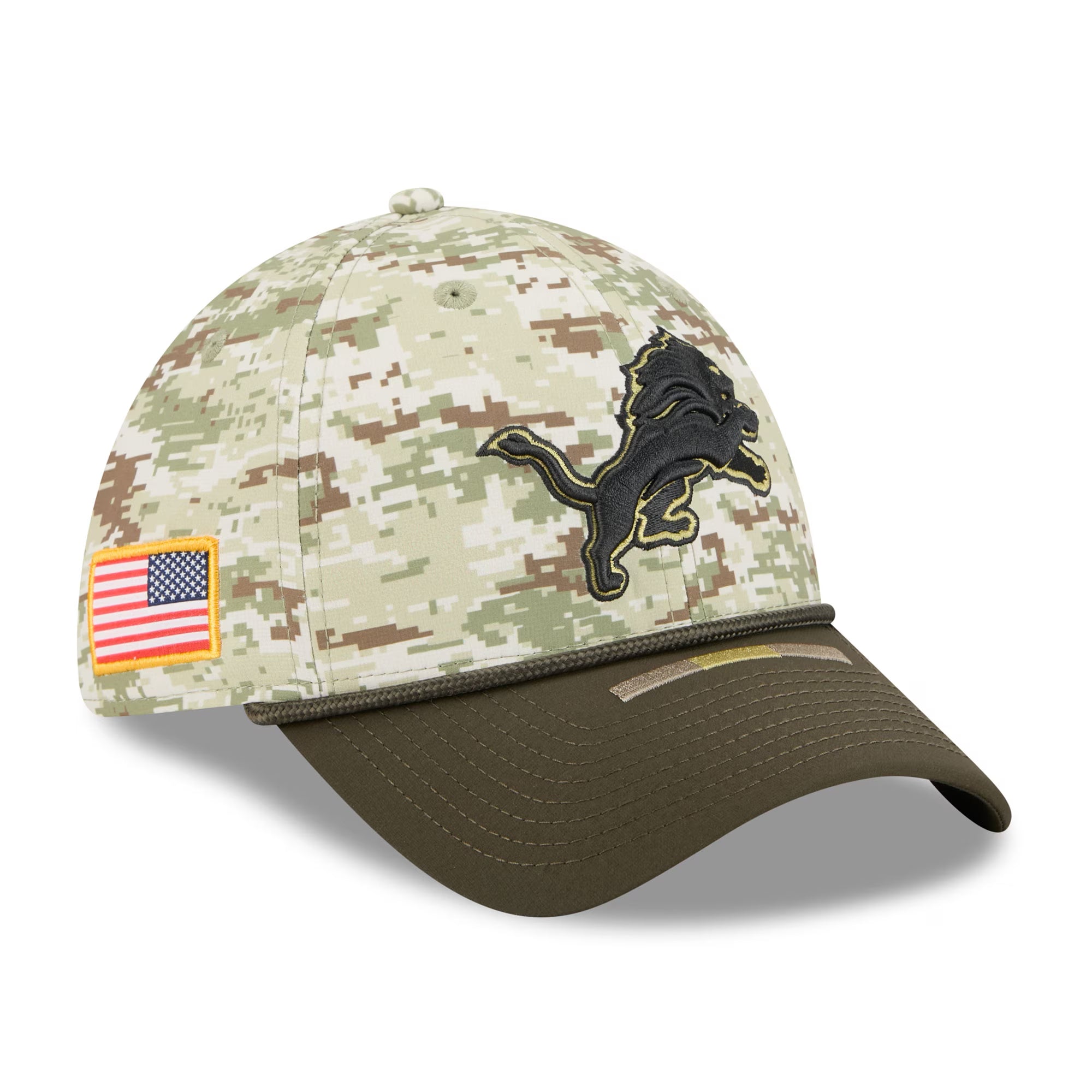 Detroit Lions New Era 2025 NFL Salute to Service 39THIRTY Flex Fit Cap Camouflage