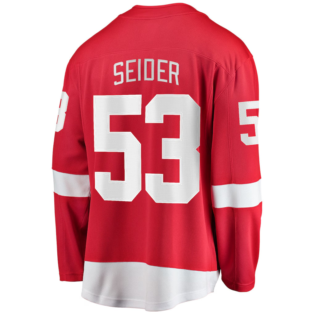 Moritz Seider #53 Detroit Red Wings Fanatics Player Breakaway NHL Trikot Rot