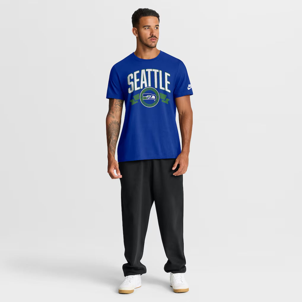 Seattle Seahawks Nike Rewind Backprint Hit NFL T-Shirt Blau
