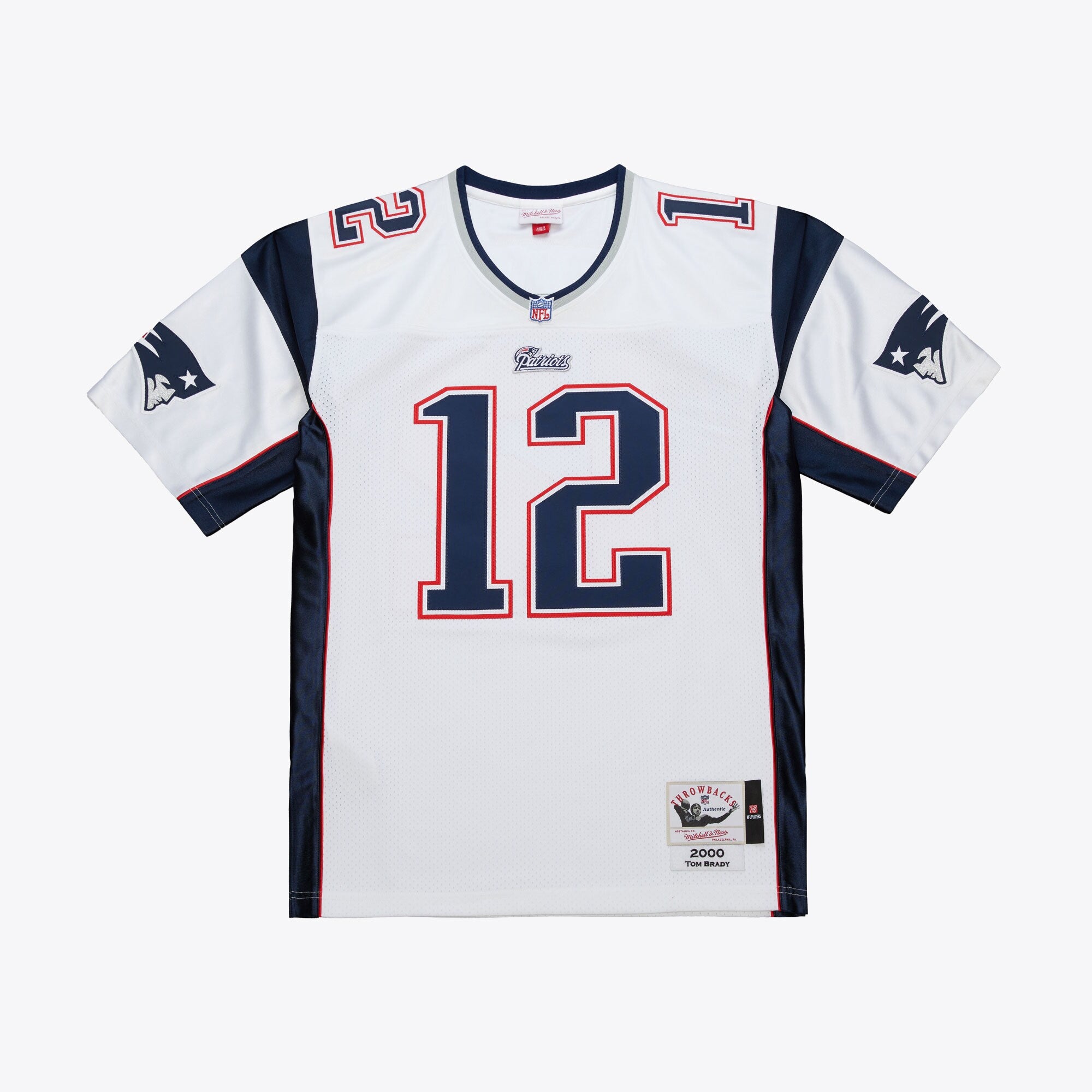 Tom Brady #12 New England Patriots 2000 Mitchell & Ness AUTHENTIC NFL Trikot Weiß