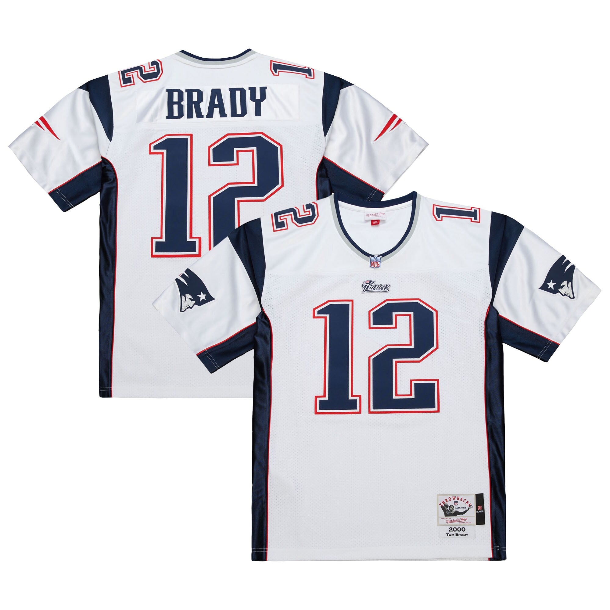 Tom Brady #12 New England Patriots 2000 Mitchell & Ness AUTHENTIC NFL Trikot Weiß
